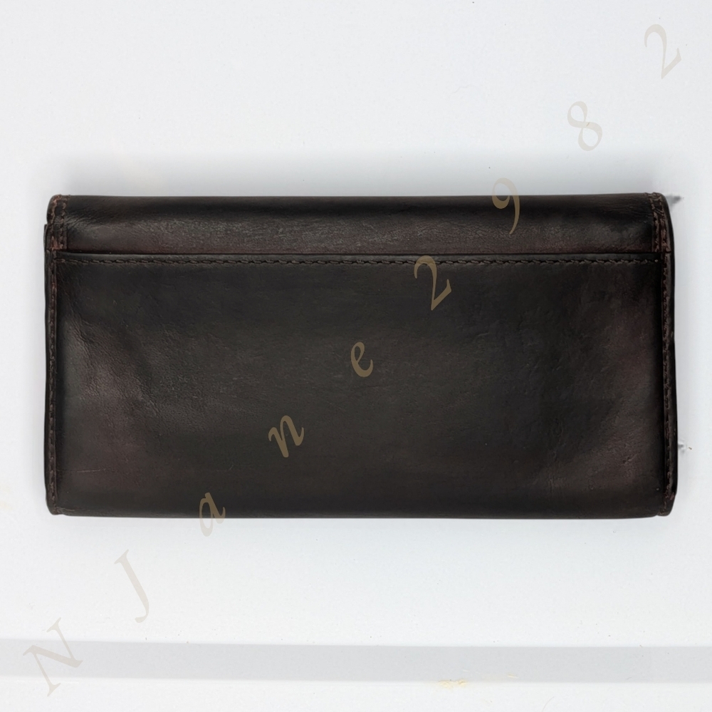 Vintage Coach Bleeker Dark Brown Smooth Leather Tattersall Buckle Long Wallet - Picture 3 of 16